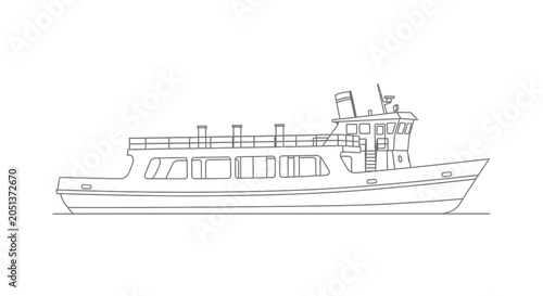 Schilderij op canvas Large Boat with Cabin and Deck.