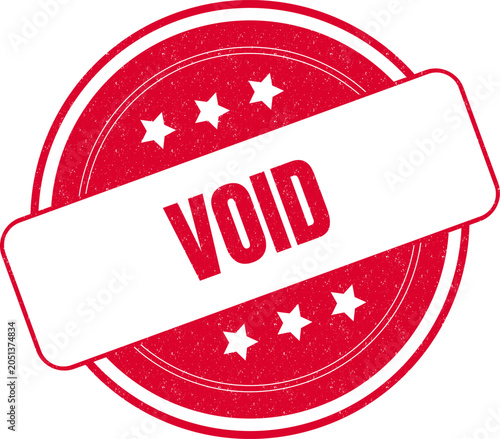Obraz na plátně Red round vintage stamp with the word void and white star icons on white surface