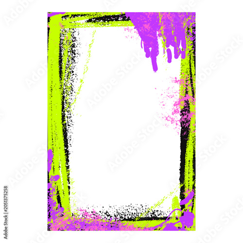 Fotografía Bold spraypaint graffiti frame with neon borders and messy painted edges