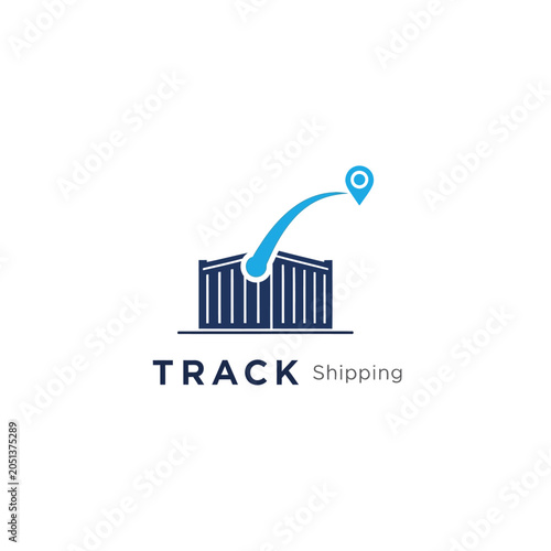 Logistics and shipping tracking concept with warehouse icon and location pin