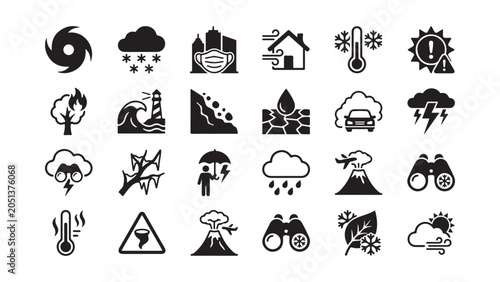 Photos Natural Disaster and Weather Warning Icon Set