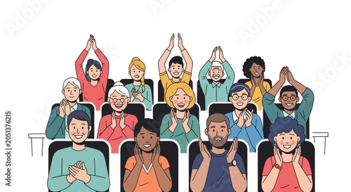 Fotografie Diverse audience applauding in a theater showing appreciation and enjoyment