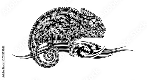 Tableau sur toile Detailed illustration of a chameleon.