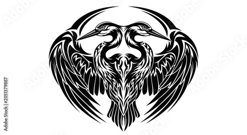 Fotografie Black and white eagle illustration art.