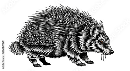 Εκτύπωση καμβά Porcupine walking on the ground slowly.