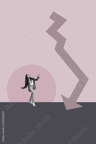 Vászonkép Design zine 3d poster image photo collage of inexperienced businesswoman busines