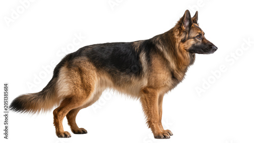 Bild auf Leinwand German Shepherd dog standing alert, isolated on transparent background