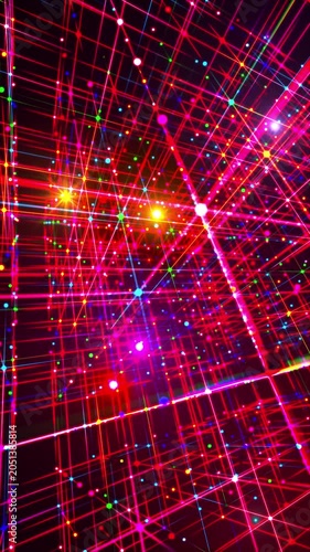 Vertical Colorful Neon VJ Loops Tunnel With Flashing Lights, Perfect for Music Video Backgrounds