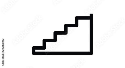 Schilderij op canvas Staircase Silhouette Icon On White Background Minimalist Design
