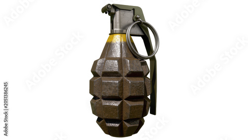 Photos Military fragmentation grenade with metal pin and ring, isolated on transparent