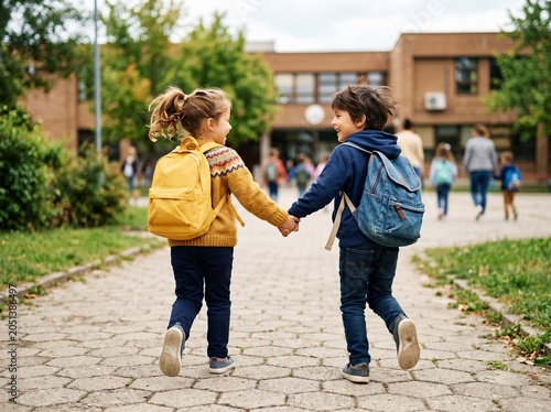 Children Returning to School on First Day of Classes