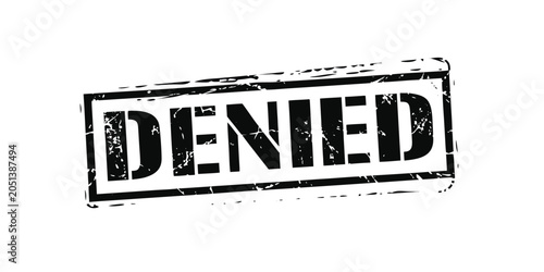 Foto Black grunge denied rubber stamp on white background for document rejection conc