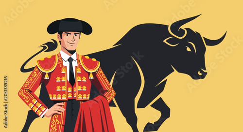 Man in traditional bullfighter costume standing.