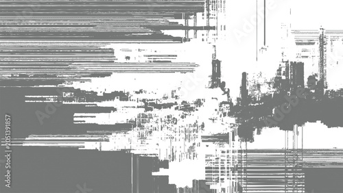 Εκτύπωση καμβά Glitchy distorted digital screen with chaotic horizontal and vertical lines and