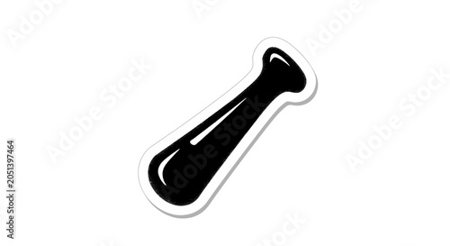 Tableau sur toile Black baseball bat silhouette with white outline, isolated on white background