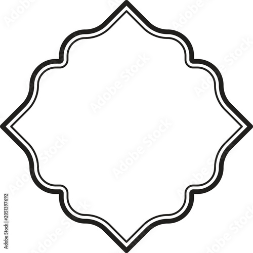 Ornate diamond frame in vector silhouette against a white background for decorative design elements