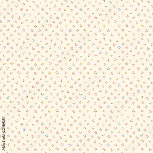 Tiny Wildflower Toss Seamless Pattern  