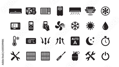 Air Conditioning and HVAC System Icon Set