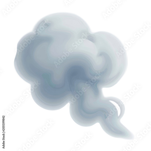 A detailed illustration of a swirling cloud of smoke with a wispy tail, showing movement and flow on a transparent background, suitable for design and artistic projects.