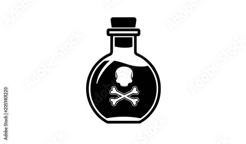 Cuadro en lienzo Toxic Chemical Bottle Silhouette Warning Vector Icon