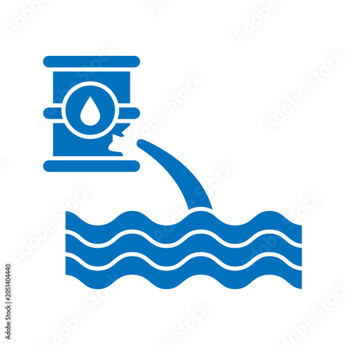 Outline icon showing wastewater pipe discharge into water, suitable for environmental management, sewage systems, water treatment, and pollution monitoring concepts.