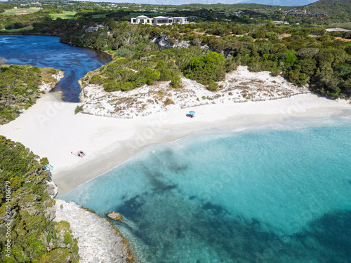 Aerial view of Petit Spur beach, Corsica, France.