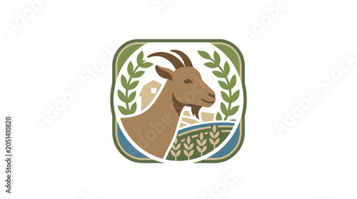 Foto Brown Goat Head Profile Illustration.