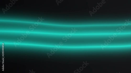 Cyan neon light trails on black background, abstract glowing lines for futuristic tech concept and minimalist digital design background