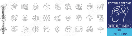 Bild auf Leinwand Modern critical thinking vector icon set featuring analysis, problem solving, and decision-making elements in clean minimal style