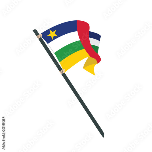 Canvastavla Central African Republic National Flag on Pole Waving Isolated Flat Icon