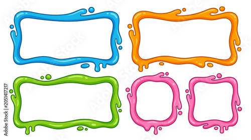 Colorful liquid splash frame set with rounded rectangular shapes