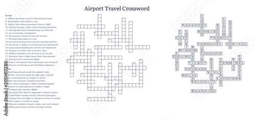 Airport Travel Crossword Printable With Solution Grid