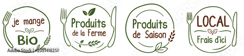 Foto Logo assiette : je mange bio, acheter local, produits de la ferme !