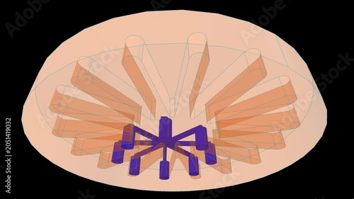 3D Rendered Abstract Mechanical Motion Geometric Architecture Engineering Movement Elements Animation Loop