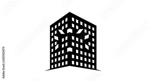 Modern office building corner silhouette.