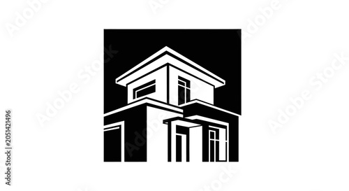 Modern Two Story House Building.