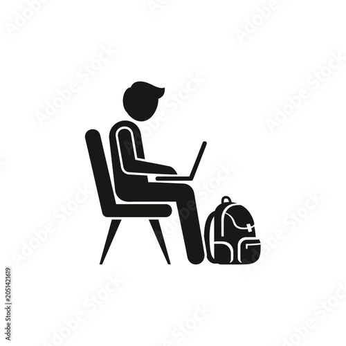 Person sitting with laptop computer.
