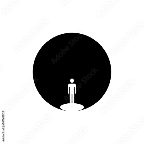 Person Standing Alone in Circle.