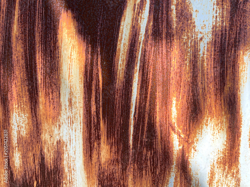 Weathered Metal Surface With Rust Patina And Vertical Streaks Abstract Background