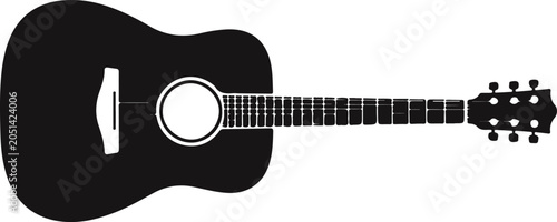 Cuadro en lienzo Acoustic Guitar Silhouette Musical Instrument Vector Icon