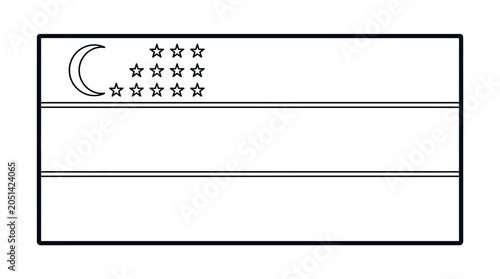 Quadro su tela Uzbekistan flag illustration with crescent moon and stars on white background