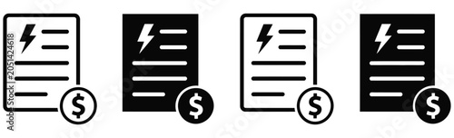 Electricity Bill Cost Document Icon Illustration Representing Energy Invoice Utility Payment Expense Calculation and Household Billing Management Concept Vector Designs