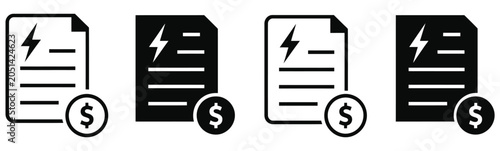 Electricity Bill Cost Document Icon Illustration Featuring Utility Payment Invoice Energy Consumption Statement and Financial Accounting Concept Vector Designs