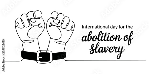 Foto continuous single line art Hands in chains for the international day for the abo