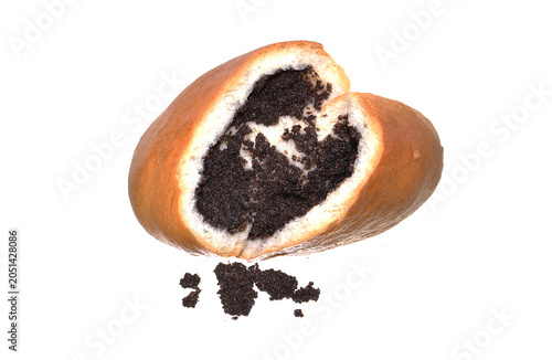 Poppy seed bread isolated on white background