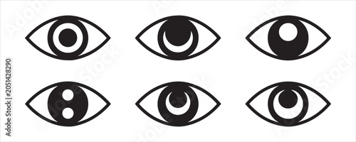 Obraz na plátně Abstract vector eye graphics featuring unique pupil shapes for creative visual identity projects