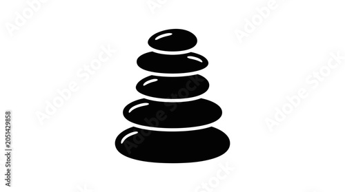 Photography Black Zen Pebbles Stack on White Background Isolated Stone Balance Spa Meditatio