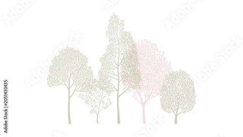 Foto CAD tree drawing, architectural wetland forest outlines, minimal side view vegetation elements, landscape design sections, separate vector illustration components