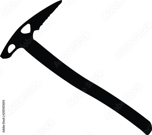 Foto Ice axe tool for mountain climbing and alpinism extreme sport equipment silhouet