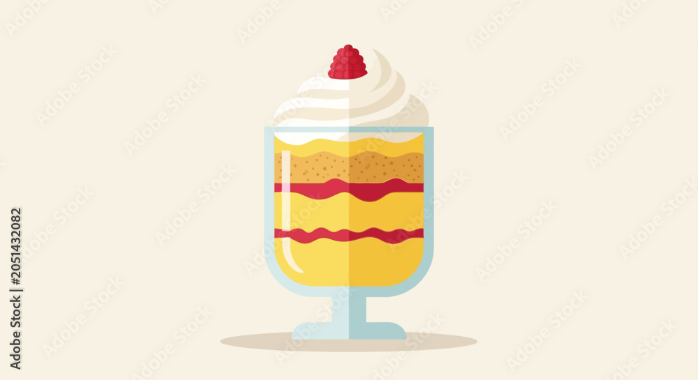 Φωτογραφία Layered Dessert Trifle with Whipped Cream and Raspberry